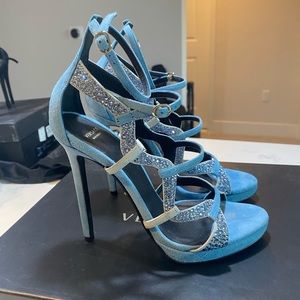 Versace blue crystal heels